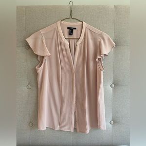 Adorable Forever21 pink, button-up, flutter sleeve blouse